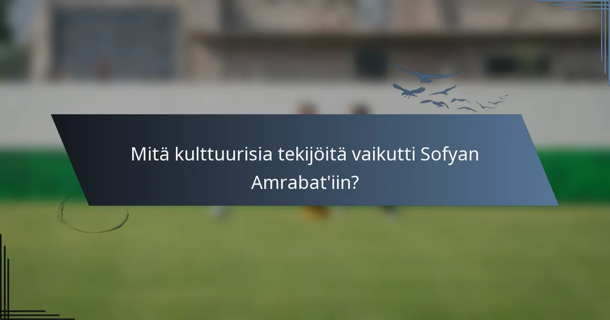 Mitä kulttuurisia tekijöitä vaikutti Sofyan Amrabat'iin?