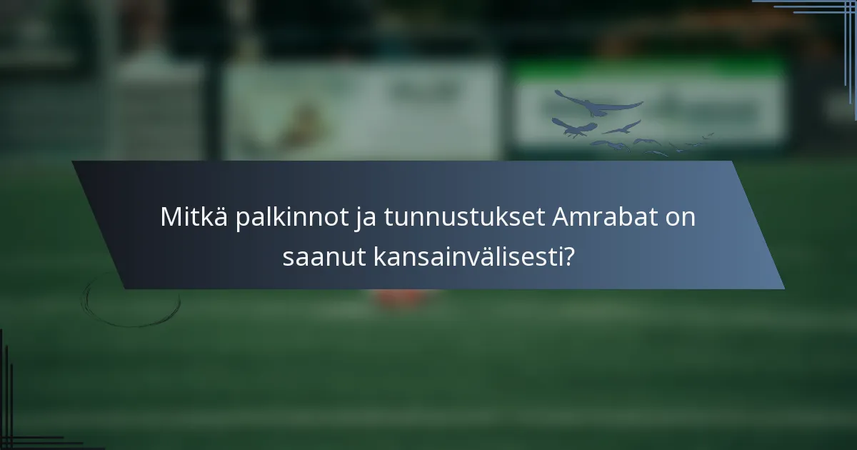 Mitkä palkinnot ja tunnustukset Amrabat on saanut kansainvälisesti?