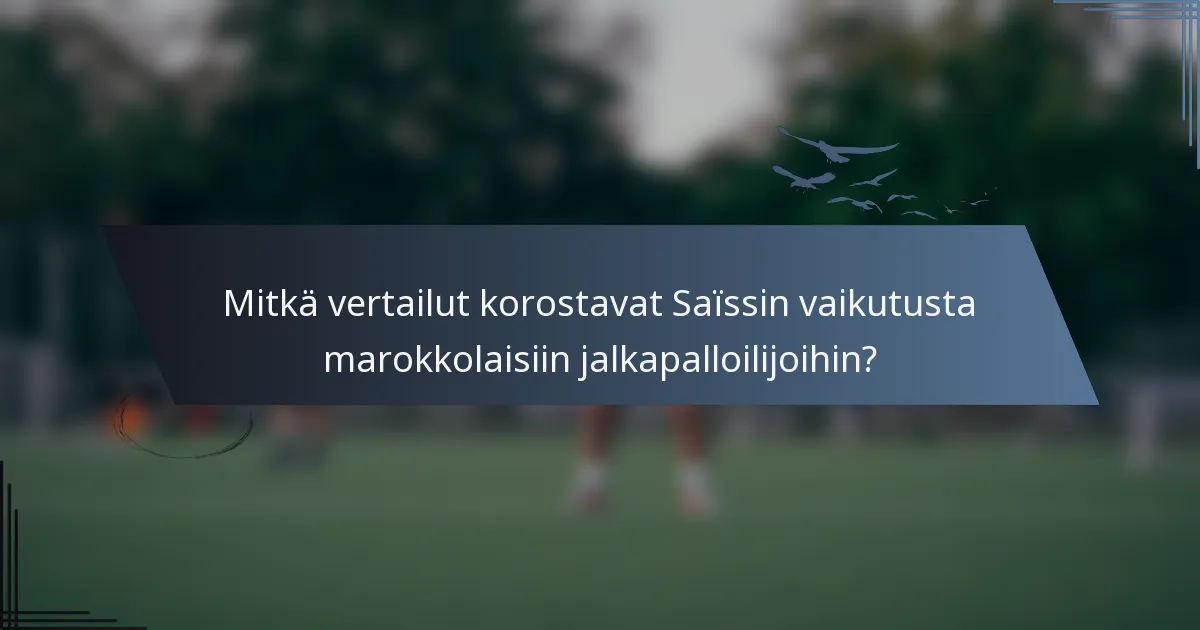 Mitkä vertailut korostavat Saïssin vaikutusta marokkolaisiin jalkapalloilijoihin?